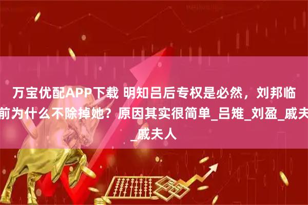 万宝优配APP下载 明知吕后专权是必然,刘邦临死前为什么不除掉她?原因其实很简单_吕雉_刘盈_戚夫人