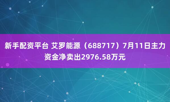 新手配资平台 艾罗能源(688717)7月11日主力资金净卖出2976.58万元